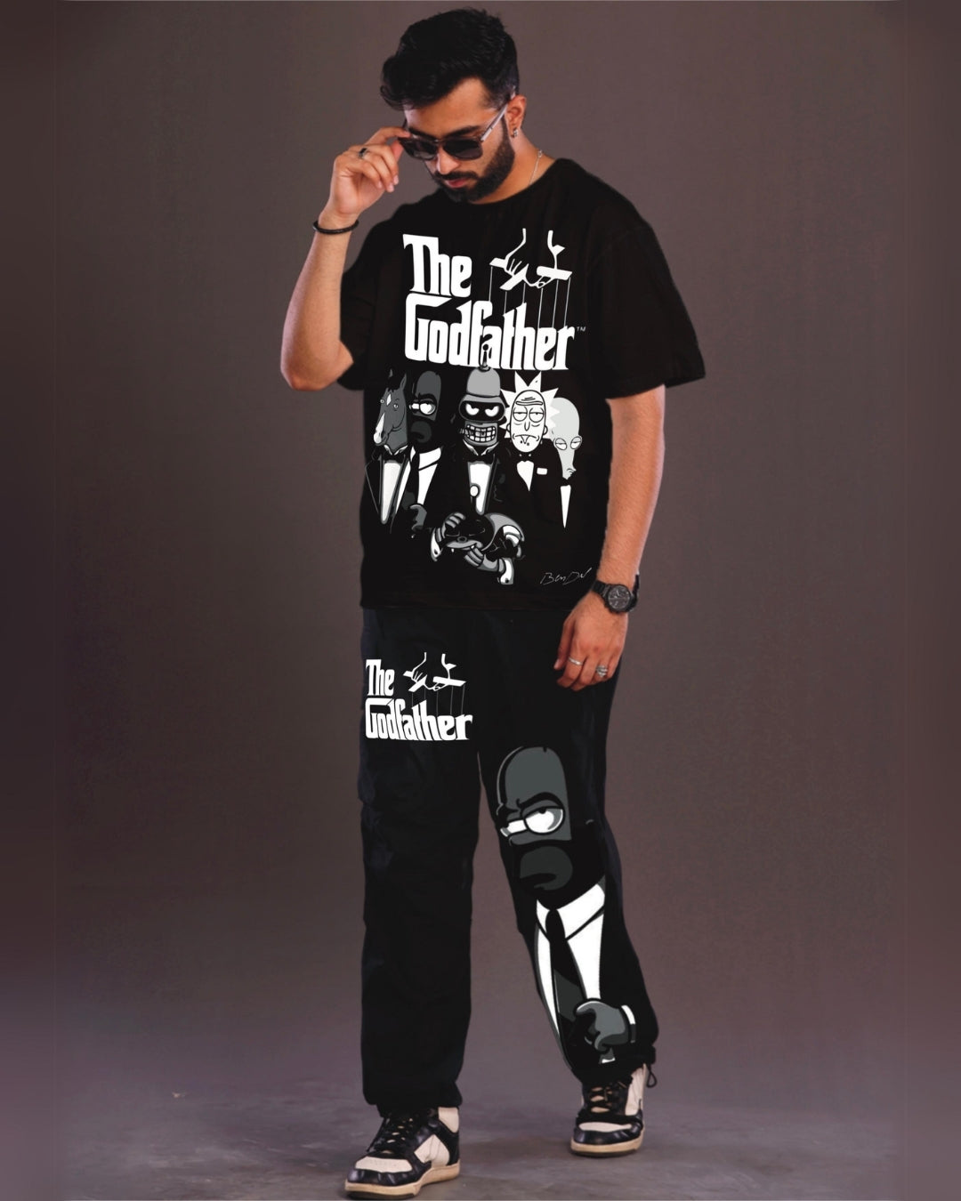 The GodFather Men's Oversized Black and Black Coord Set