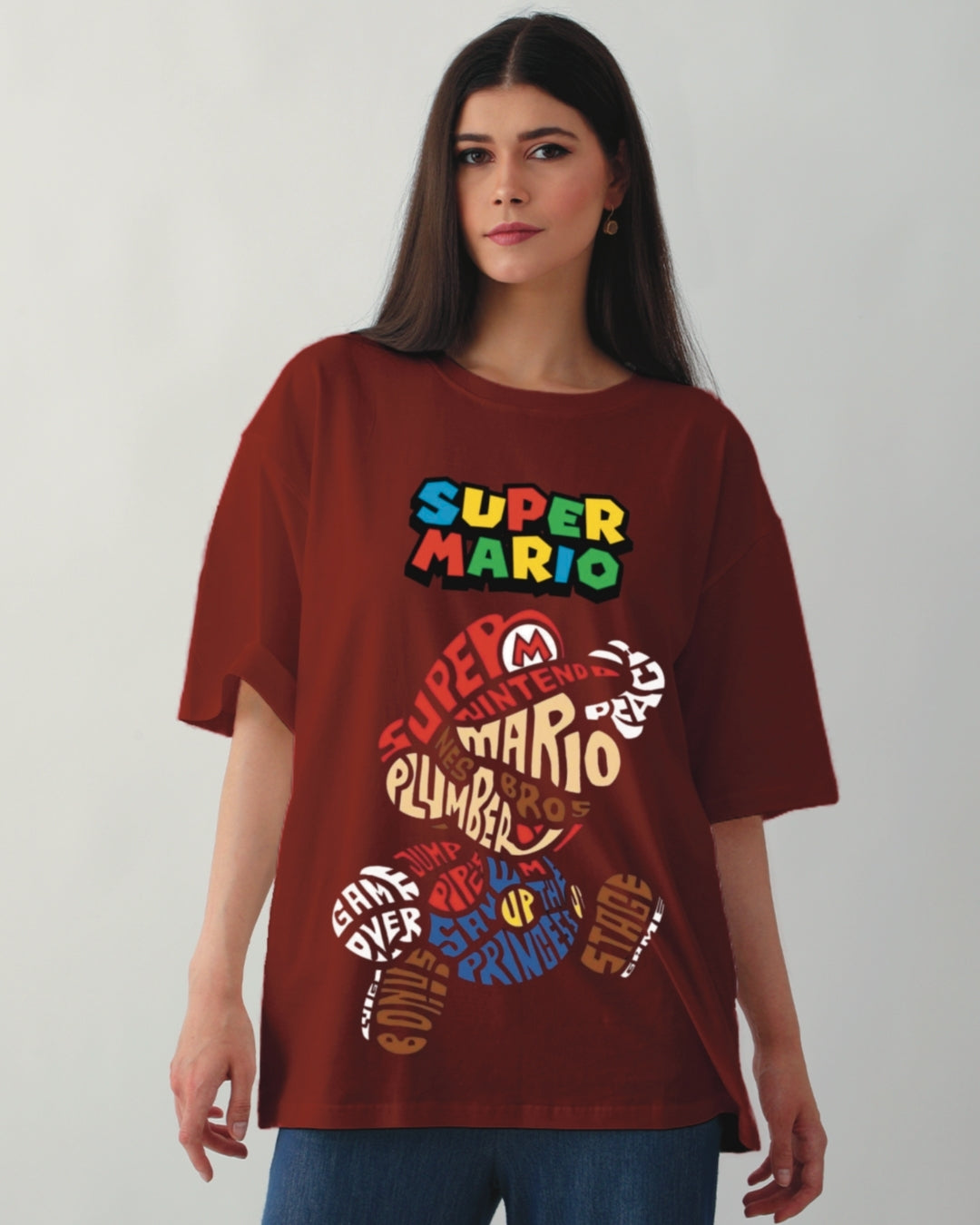 Pack of 2 Women's Oversized Tees - Super Mario & Stitch