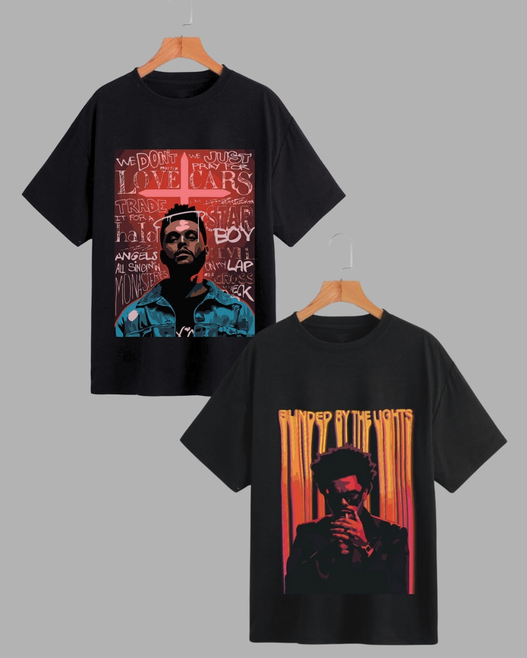 Pair of Women's The Weekend Oversized Tees: Starboy & Blinded By The Lights