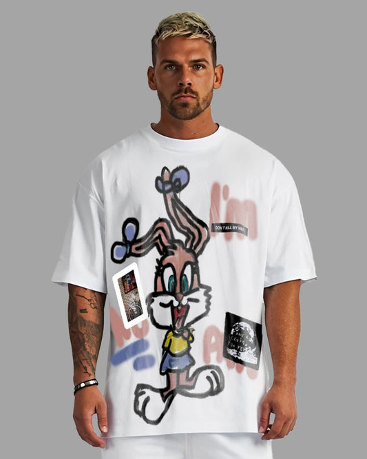 BUNNY UNISEX EXCLUSIVE OVERSIZED TEE - WHITE
