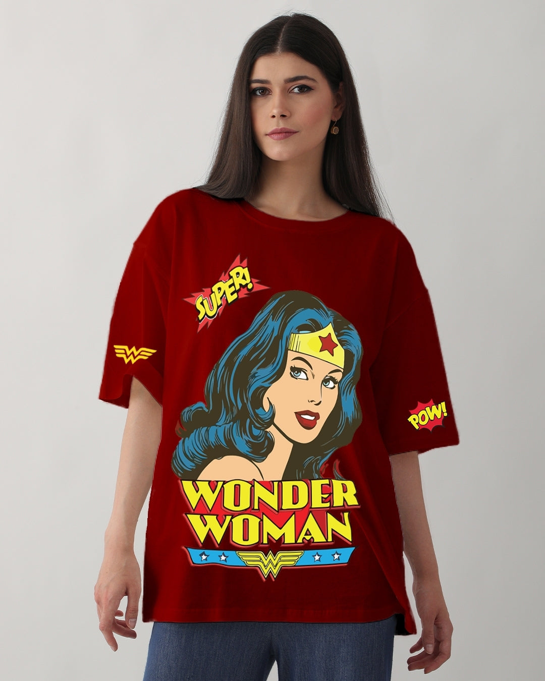 Pack of 2 Women's Oversized Tees - Wonder Woman & Cat Woman