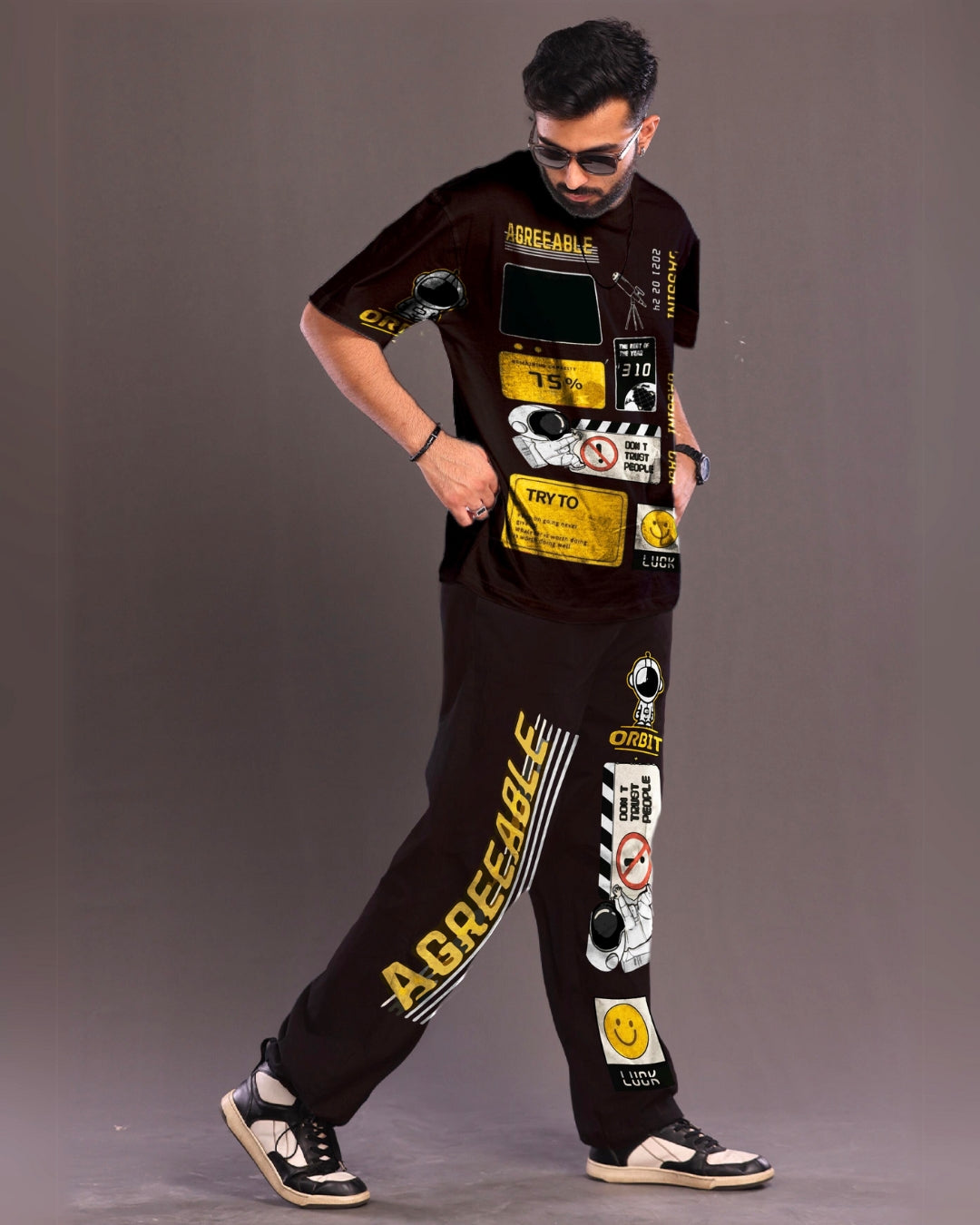 Men's Orbit Oversized Co-Ord Set - Black and Black(*)