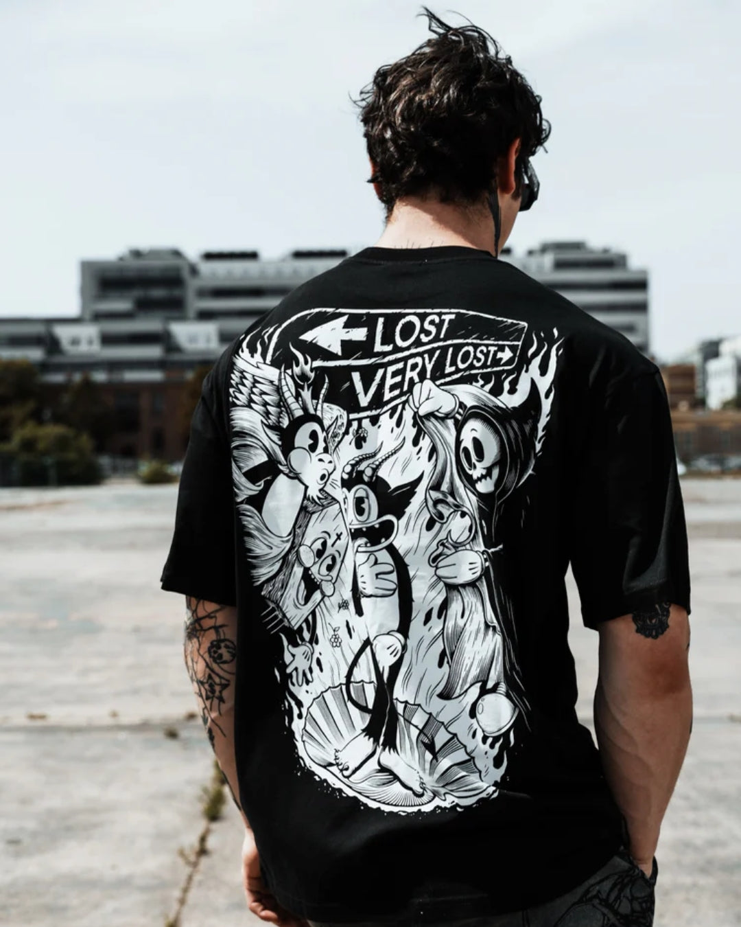 Lost Unisex Exclusive Oversized Tee - Black(*)