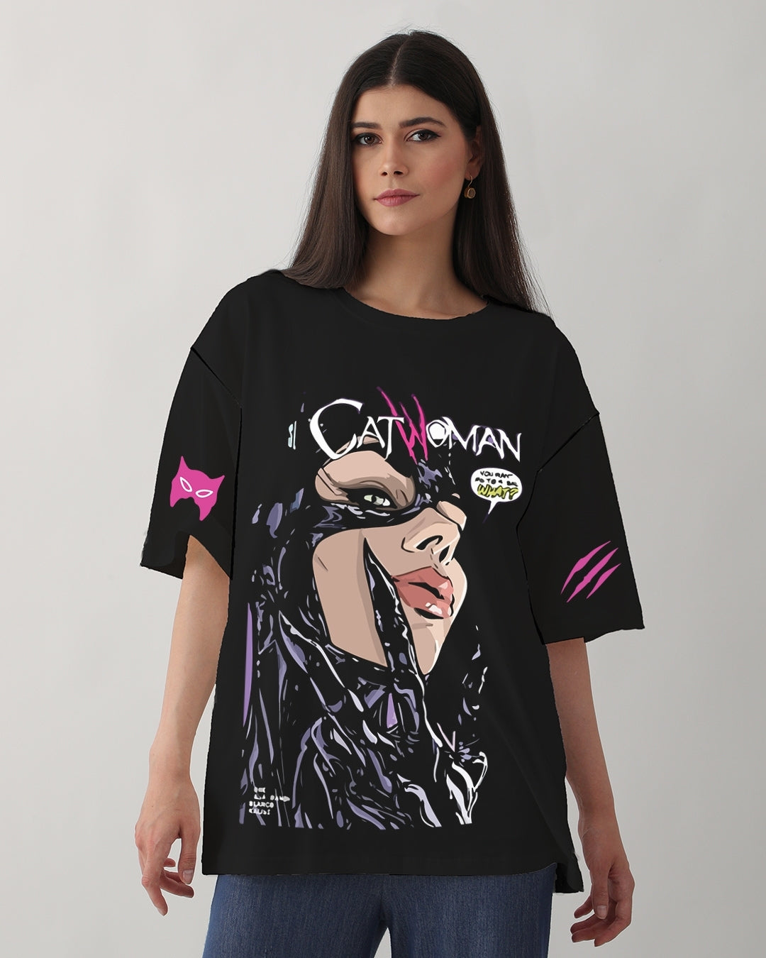 Pack of 2 Women's Oversized Tees - Wonder Woman & Cat Woman