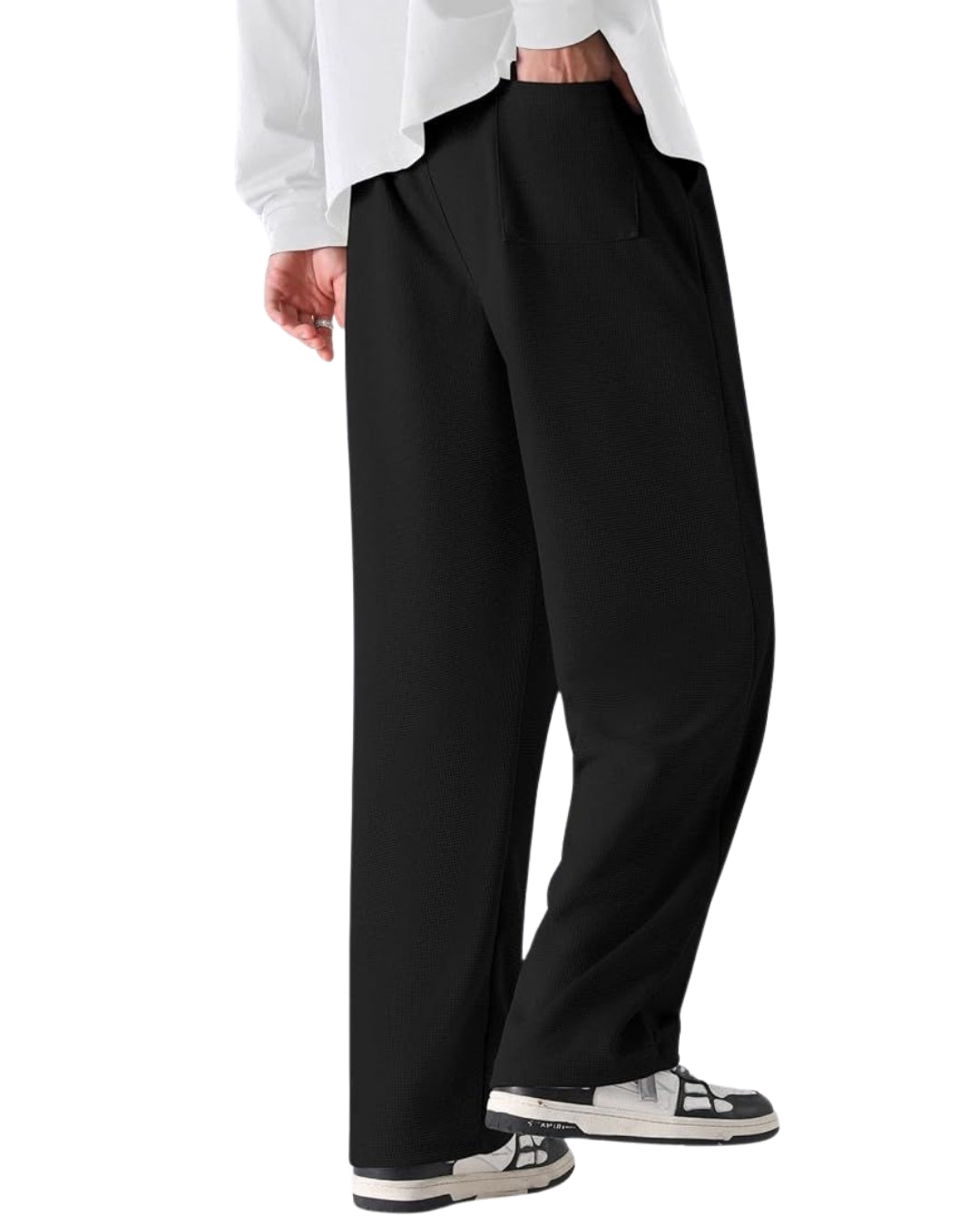 MEN'S DESIGNER BLACK COTTON PANT - FIRE SPARK