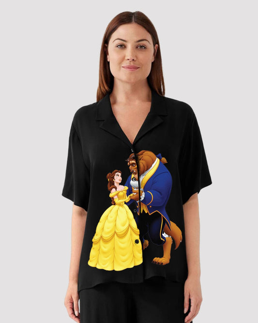 BEAUTY WOMEN HALF SLEEVE BLACK OVERSIZED KNITTED SHIRT