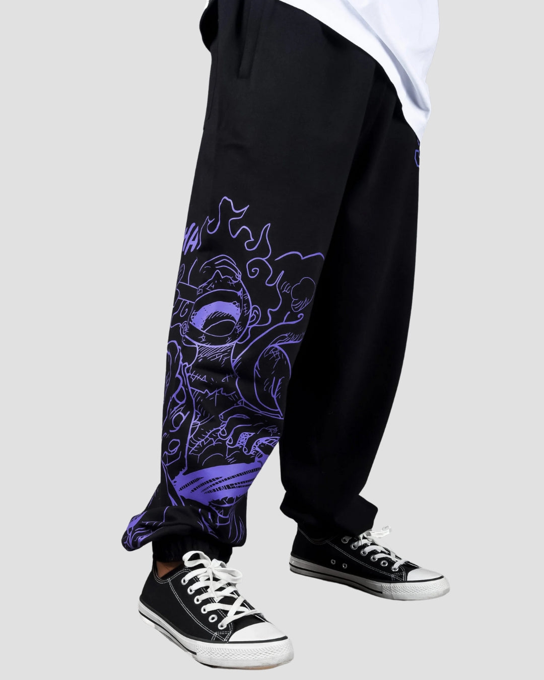 Men's Designer Black Cotton Pant - Luffy Gear
