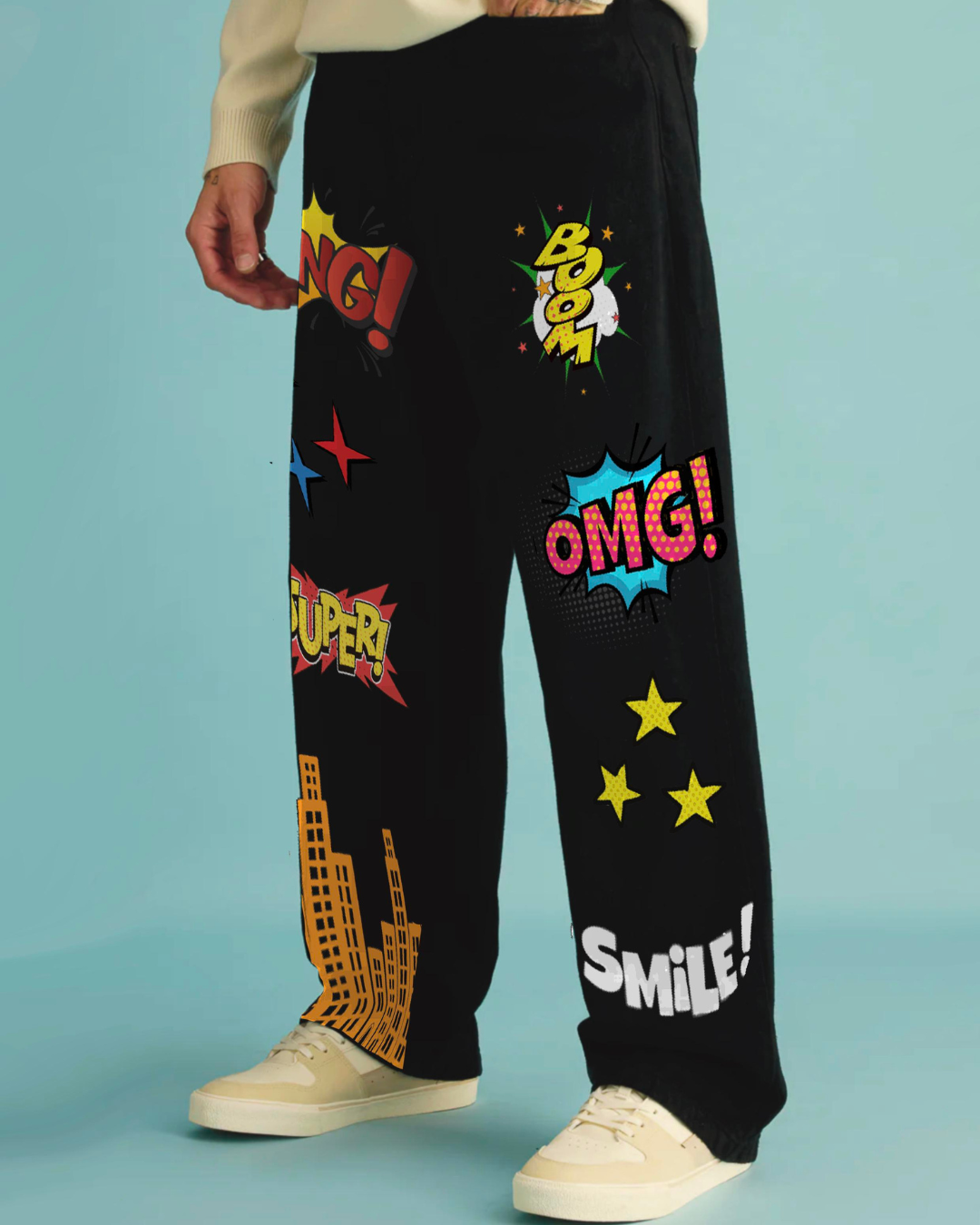 Men's Black Cotton Pant - Bang(*)