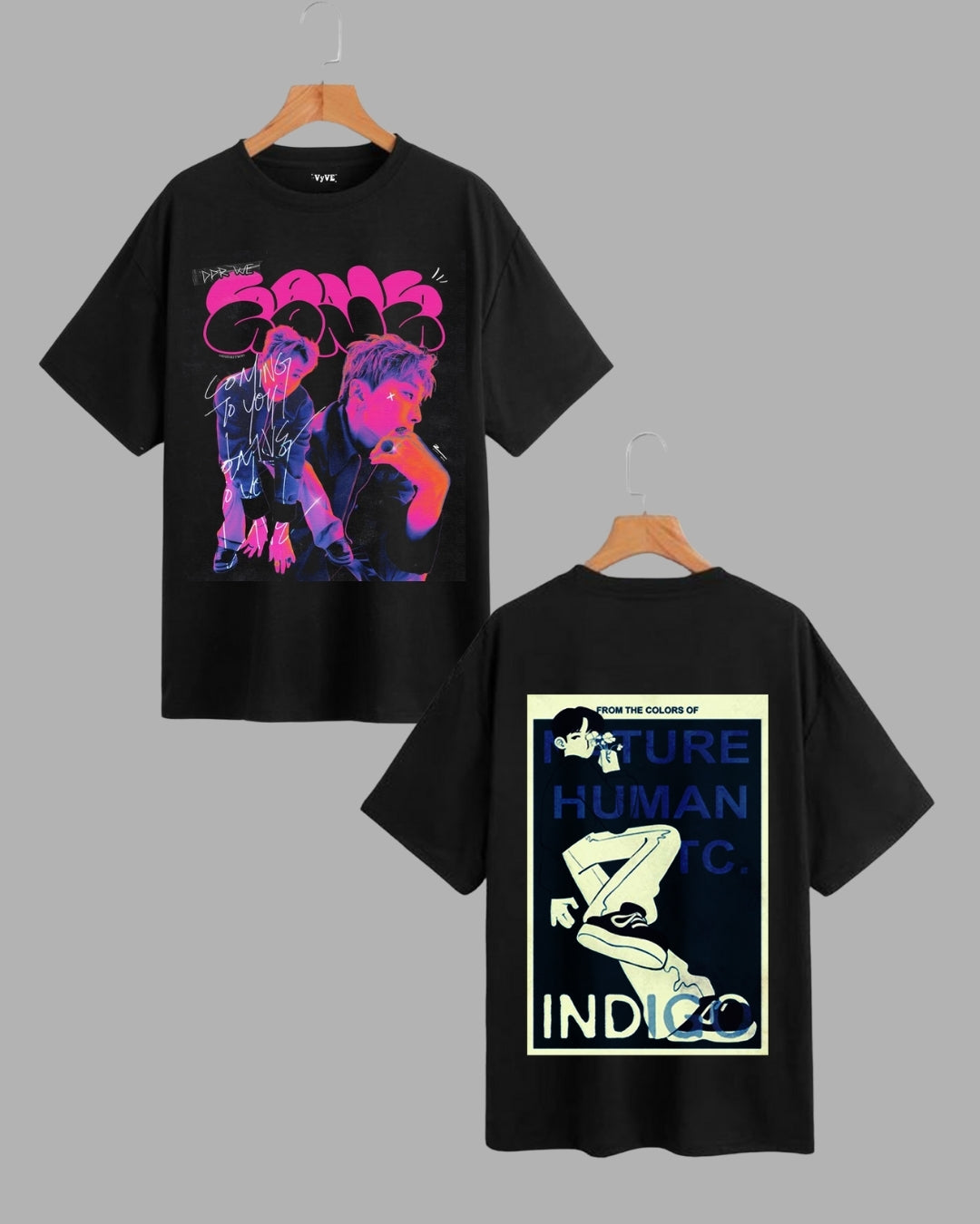 Women's BTS Oversized T-Shirt Combo: RM & Indigo (Pack of 2)