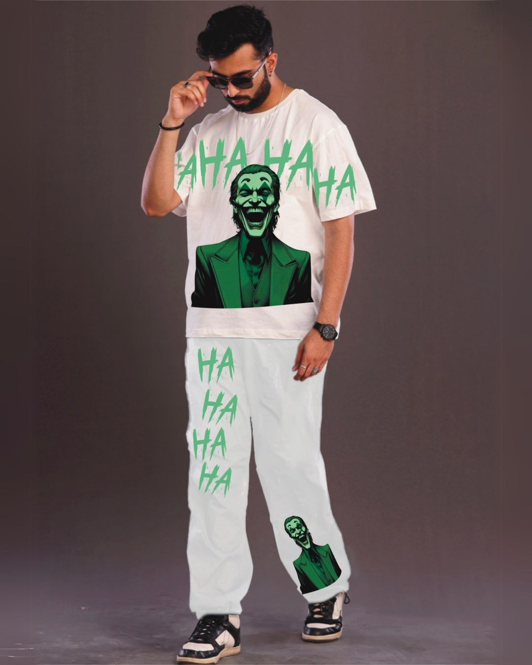 Happy Joker Men's Oversized White and White Coord Set