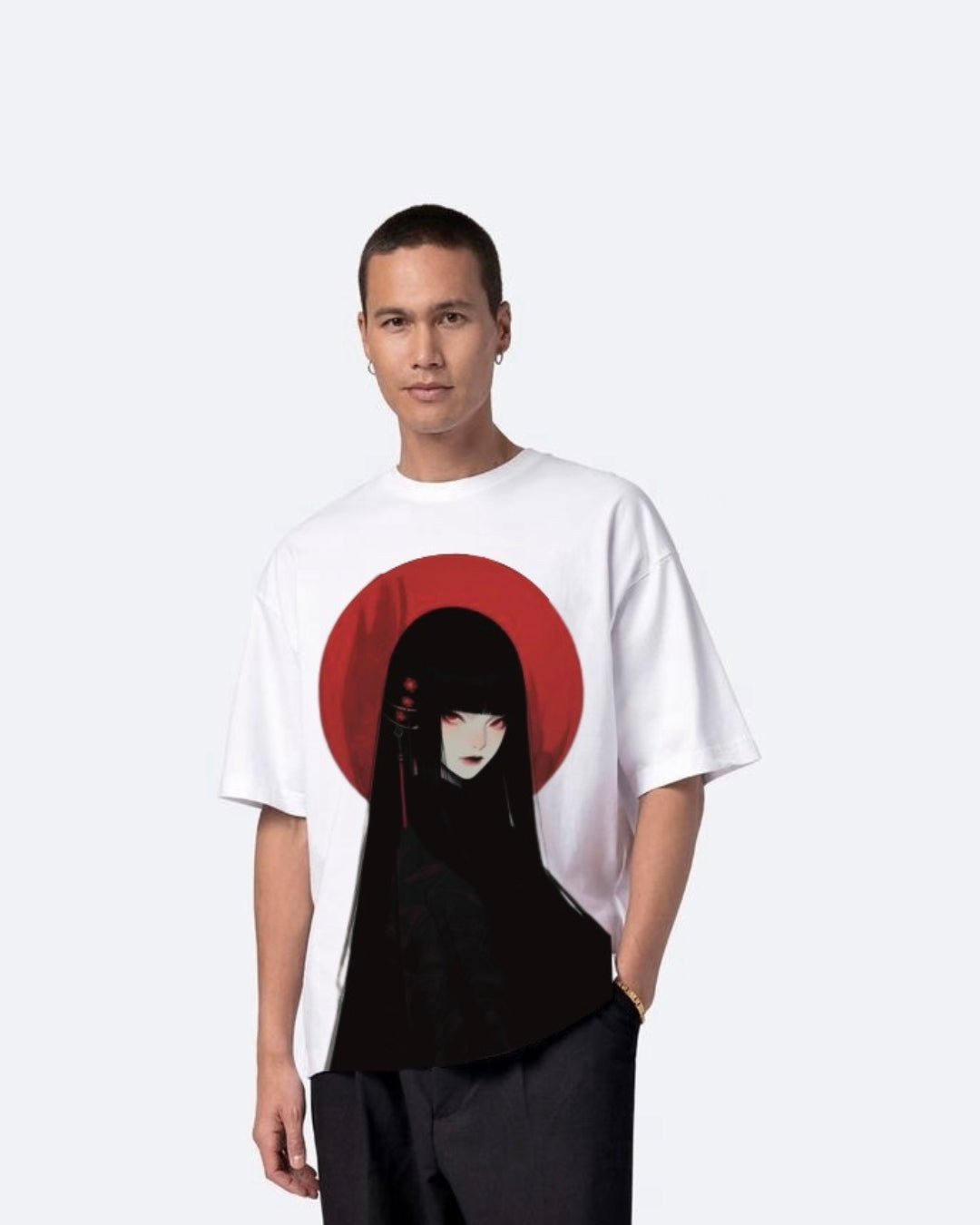 Mysterious Gurl White Urban Oversized T-Shirt for Men(*)