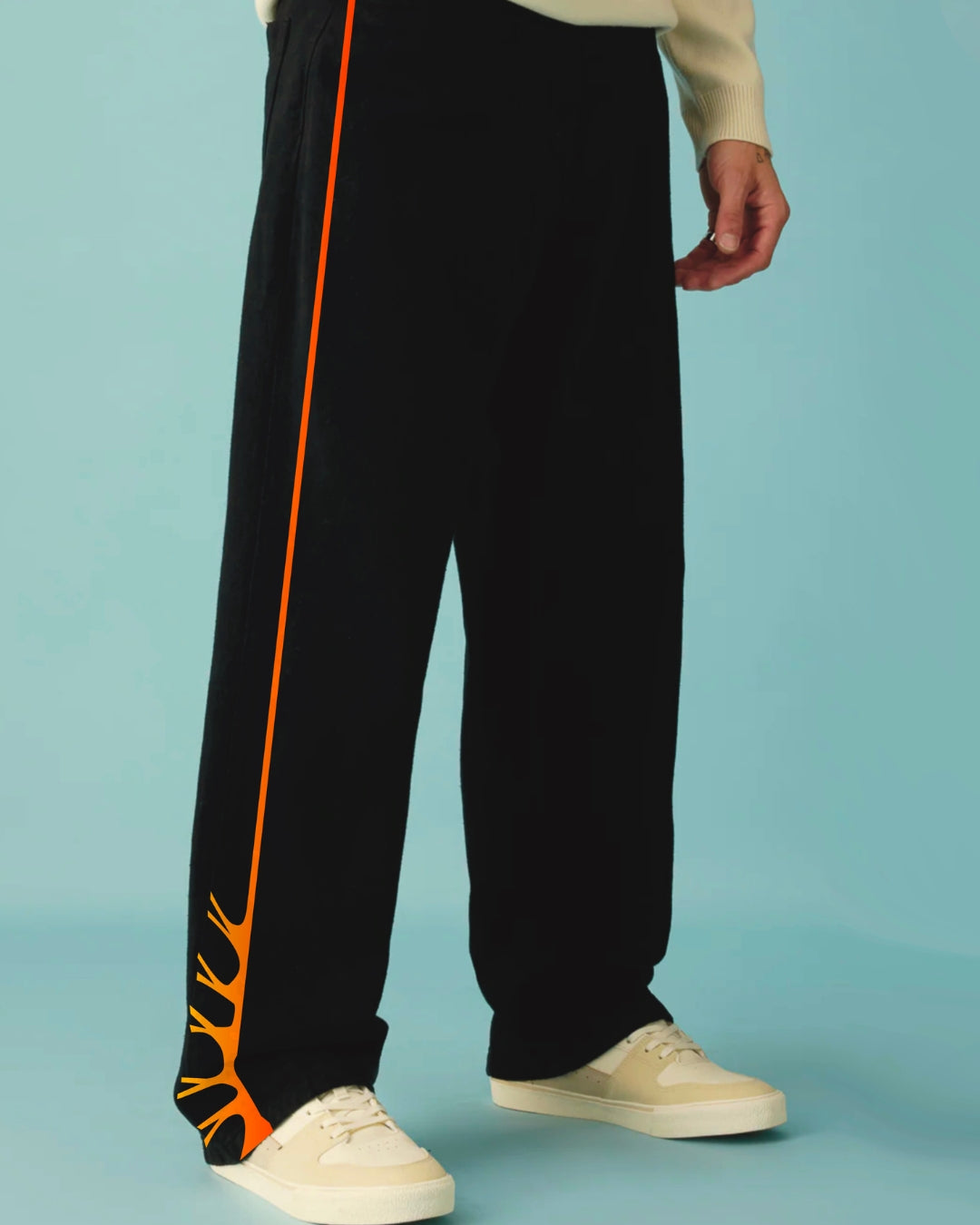 MEN'S BLACK ULTRASOFT COTTON PANT - ORANGE ROOTS(*)