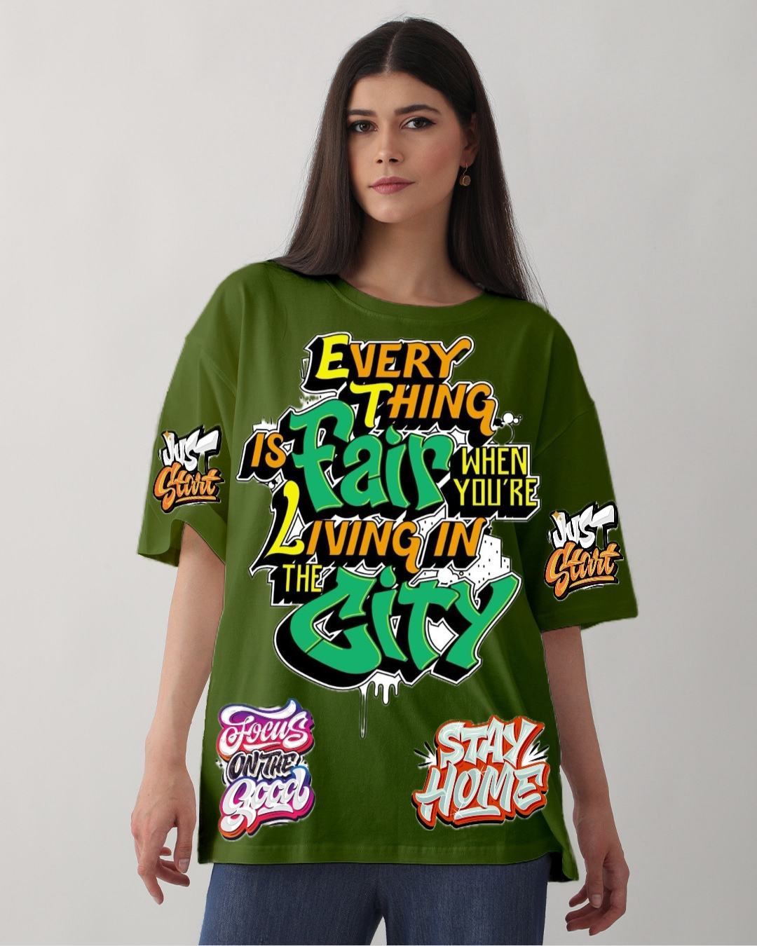 Pack of 2 Women's Oversized Tees - Weekend Skull & Just Start