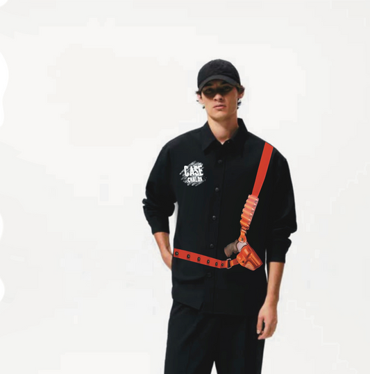 TAMANCHA FULL SLEEVE BLACK OVERSIZED KNITTED SHIRT(*)