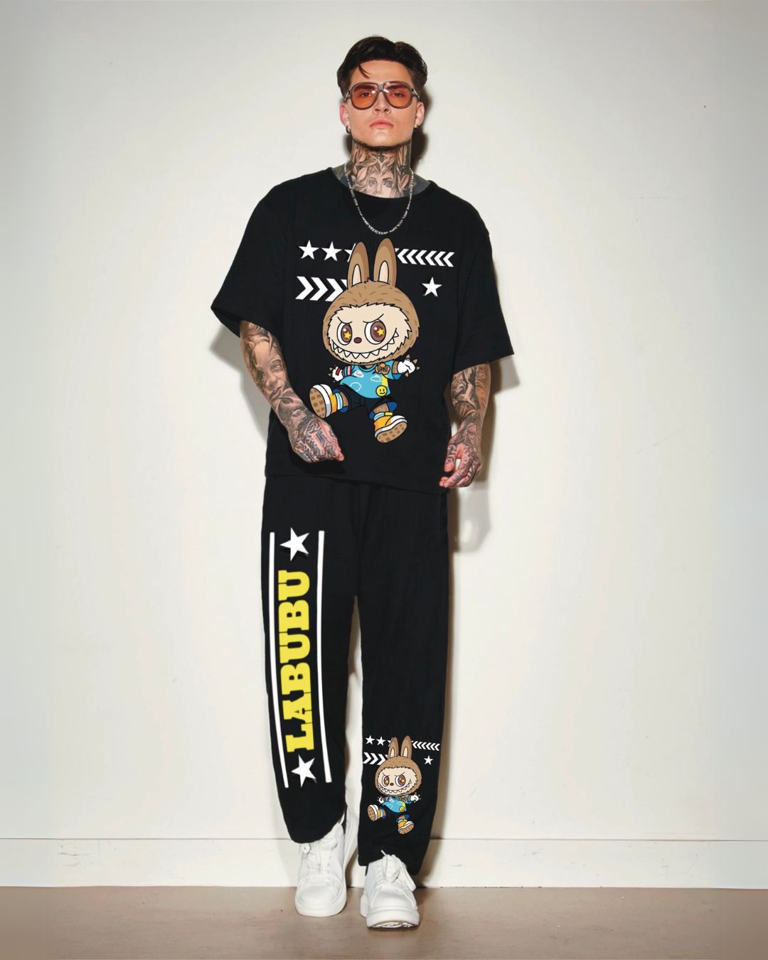 LABUBU FIGHTER COORDSET (BLACK AND BLACK)