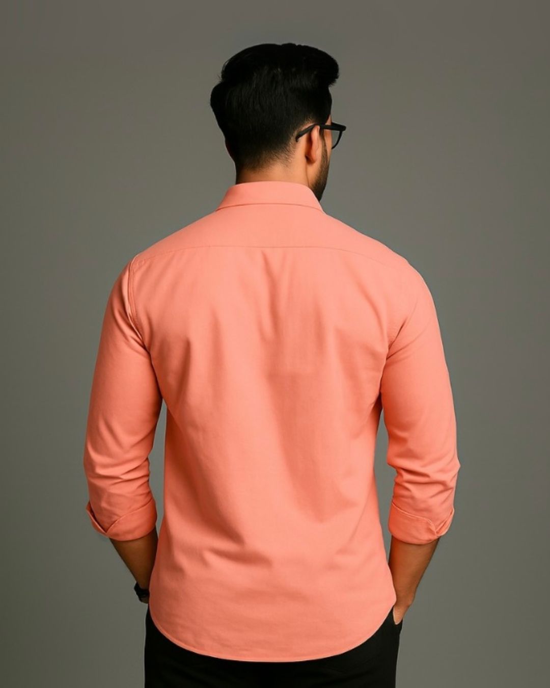 MEN'S ARE YOU OK FULL SLEEVE PEACH SHIRT