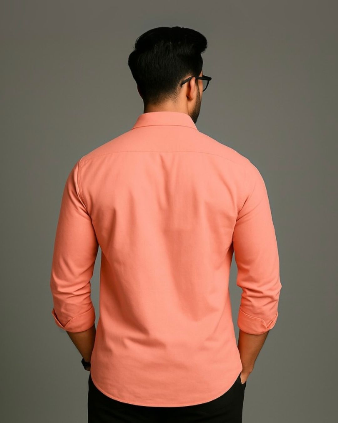 MEN'S CORPORATE FULL SLEEVE PEACH SHIRT