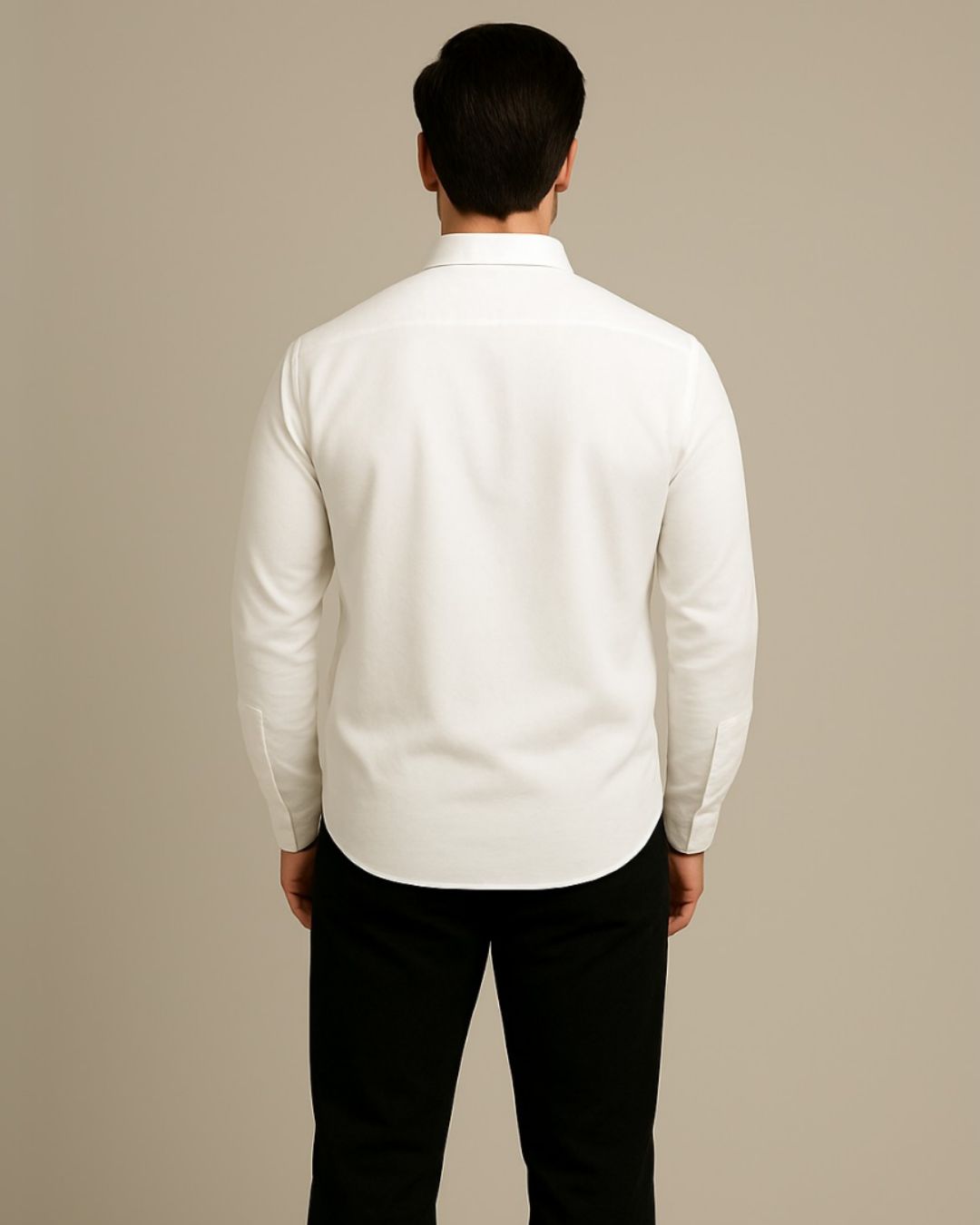 MEN'S ARTISTIC CROSS FULL SLEEVE WHITE SHIRT