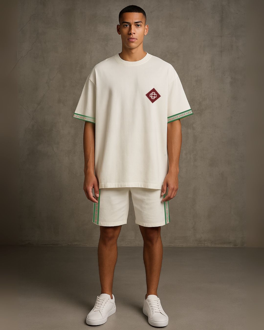 MEN DILJIT ULTRASOFT SHORT CORDSET (WHITE AND WHITE)(*)