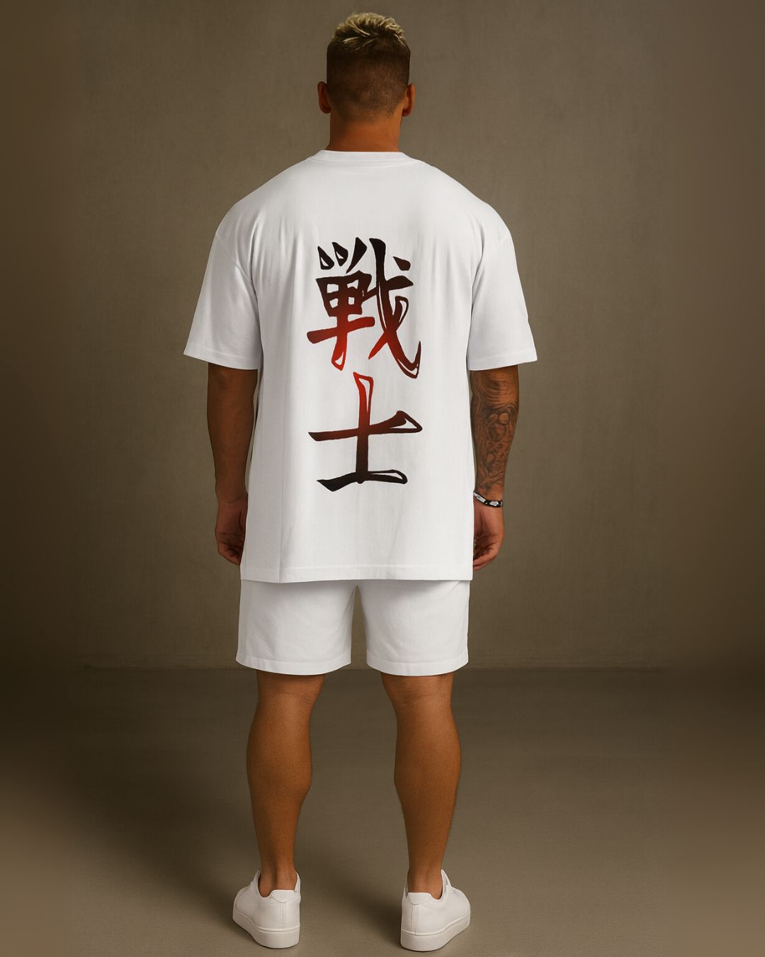 SAMURAI WARRIOR TEE WITH SHORTS CORDSET (WHITE AND WHITE ) (*)