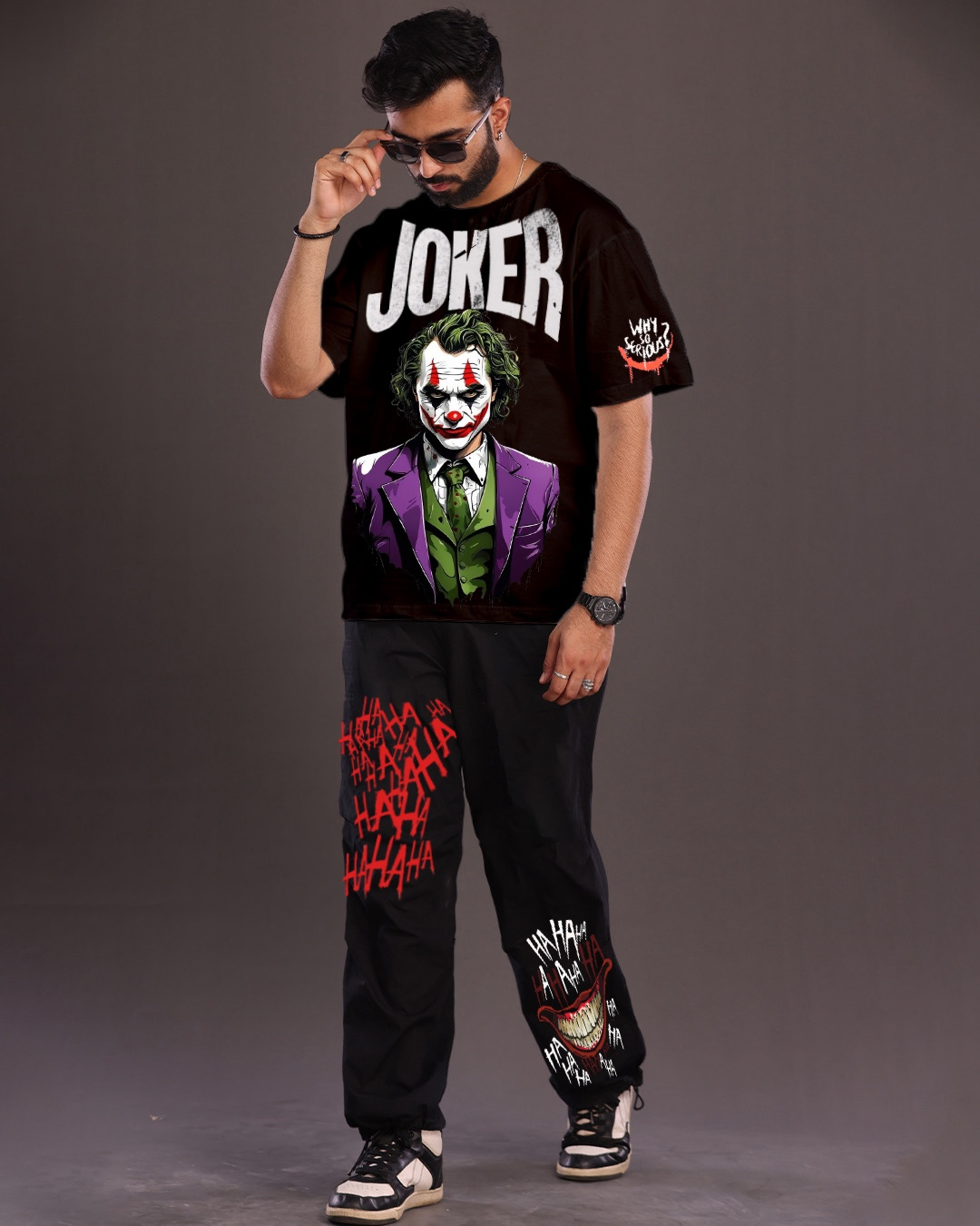 Men's Joker Graphic Oversized Co-ord Set Black and Black(*)