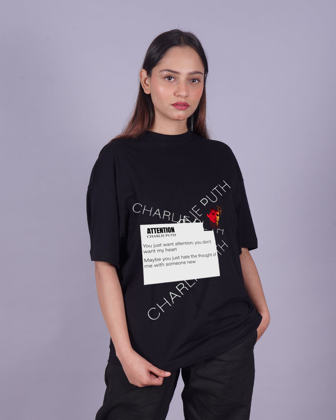 Pack of 2 Women's Oversized T-Shirts - Left & Right and Attention