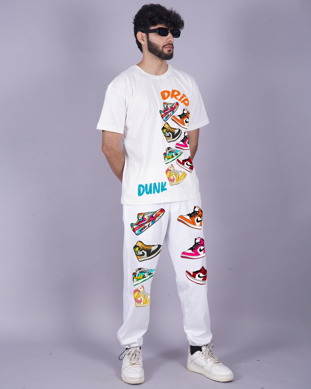Men's Sneaker Oversized Co-ord Set - White and white