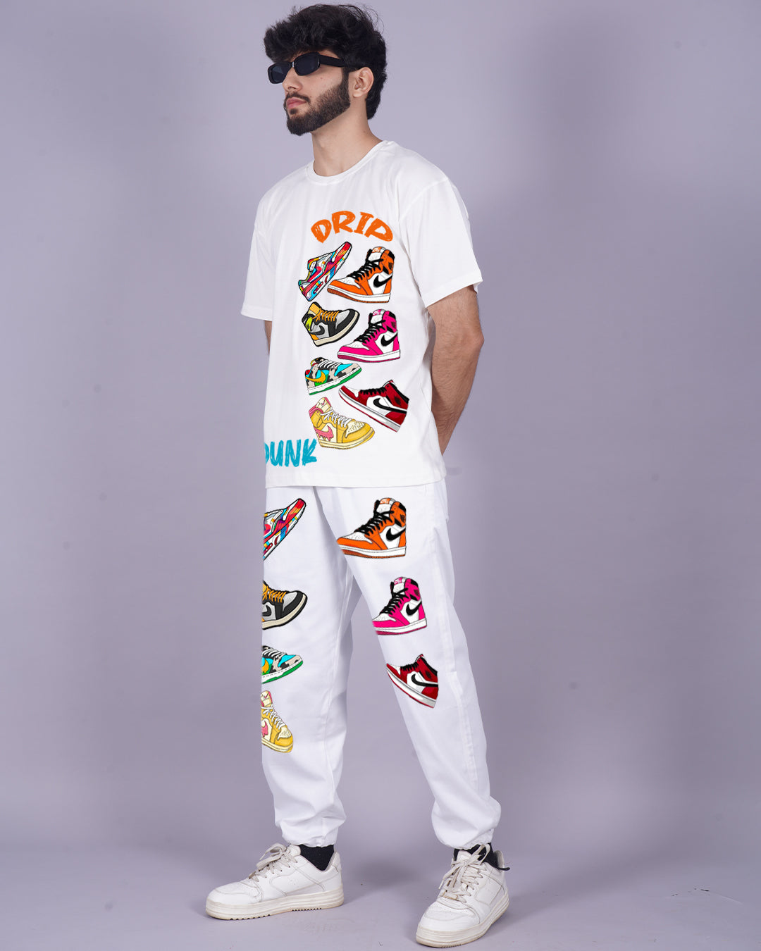 Men's Sneaker Oversized Co-ord Set - White and white