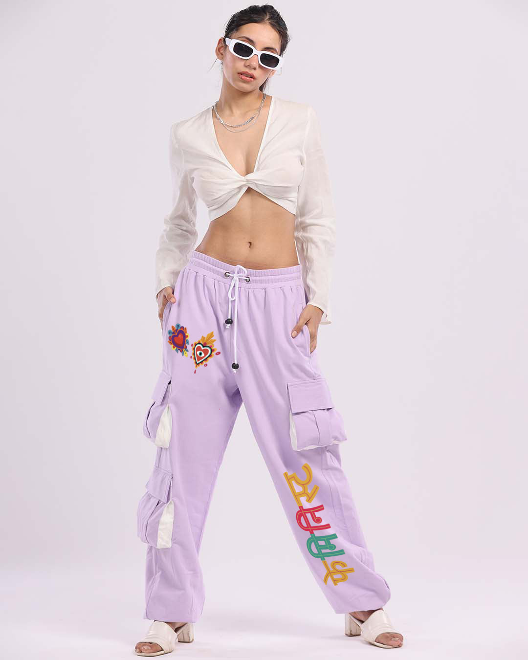 Feminist Fashion: Lavender All Day Women's Cotton Cargo Joggers