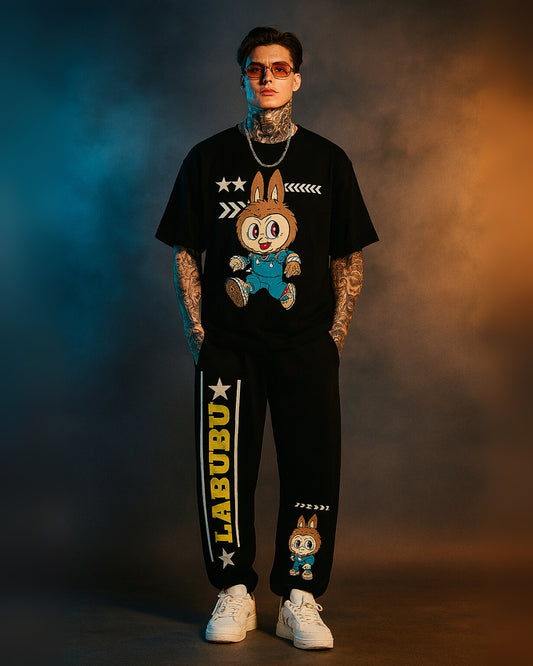 Men LABUBU Fighter cordset (black and black)