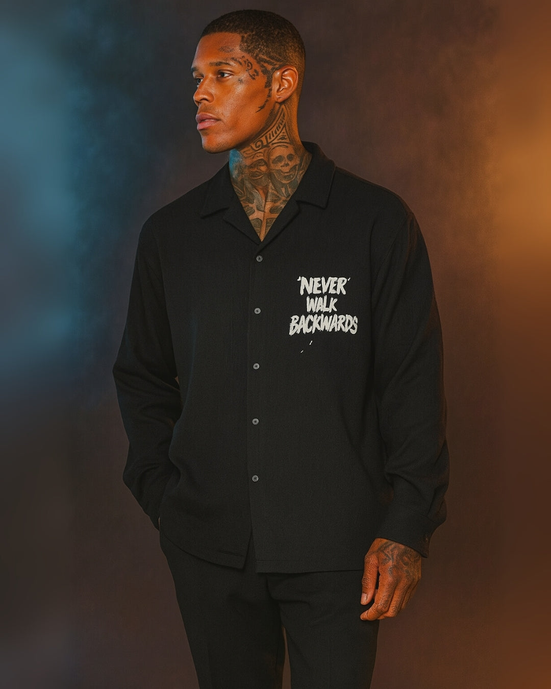 NEVER WALK FULL SLEEVE BLACK SHIRT