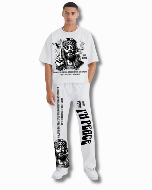 MEN'S PEACEFUL WORRIOR CORDSET (WHITE AND WHITE )