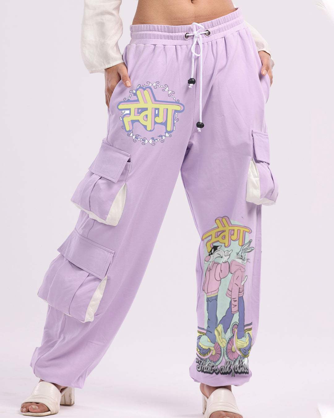 Feminist Fashion: Lavender All Day Women's Cotton Cargo Joggers