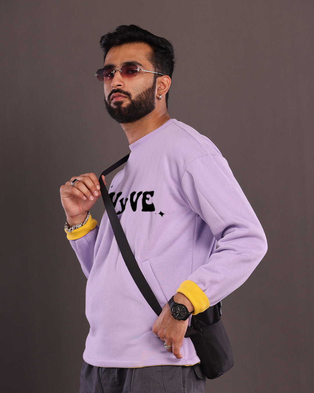 Two Looks, One Sweatshirt - Lilac & Sunflower Yellow Oversized Fit