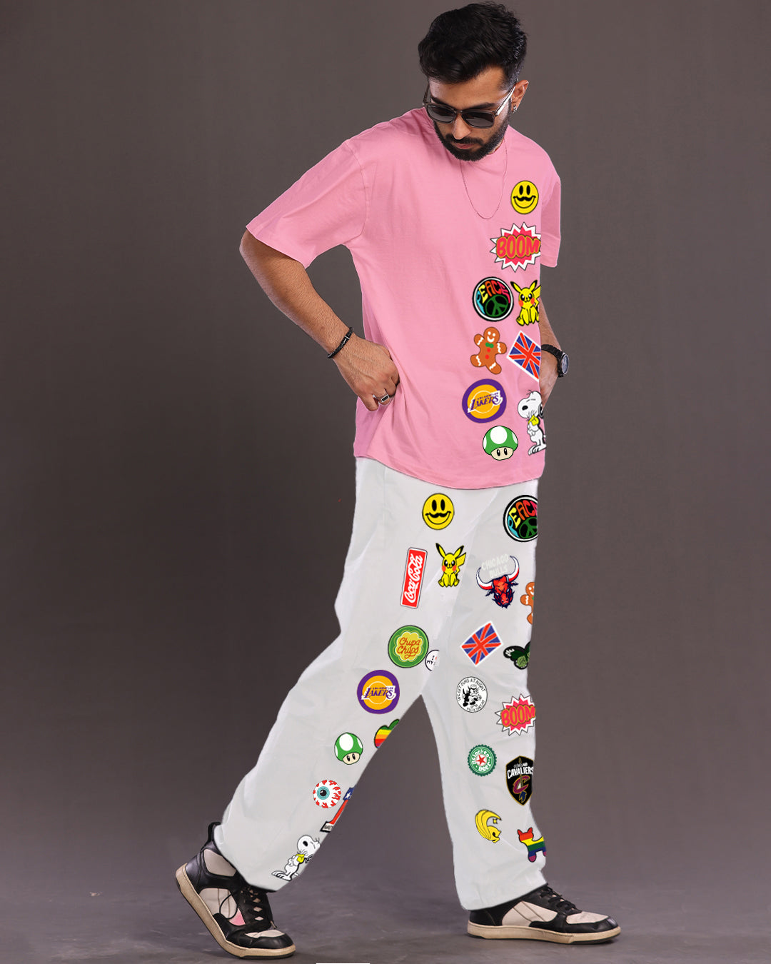 Funky Fresh: Men's Coords in Oversized Style, Pink and White