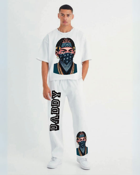 Daddy Mask White Oversized Men's Co Ord Set