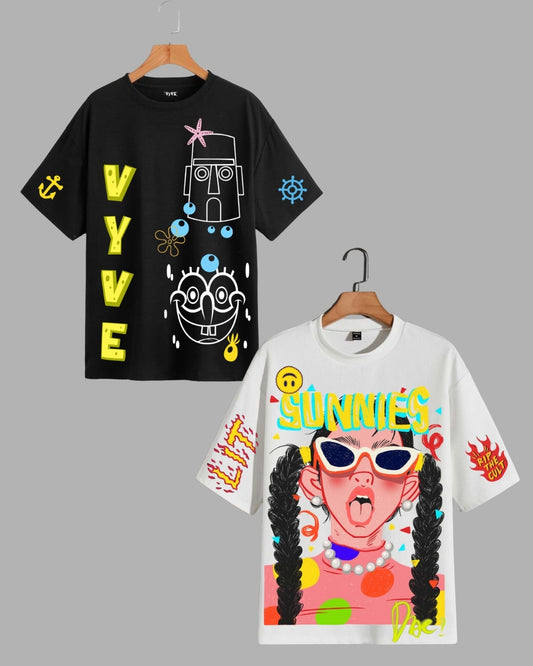 Pack of 2 Women's Oversized Tees - SpongeBob Lite & Sunnies