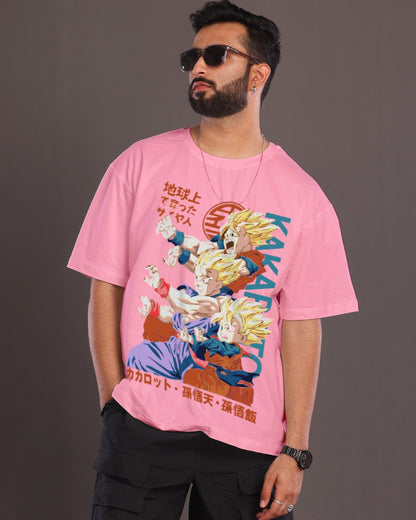 Pack of 2 Men's Amine Oversized T-Shirt: Kakarot & Vegeta