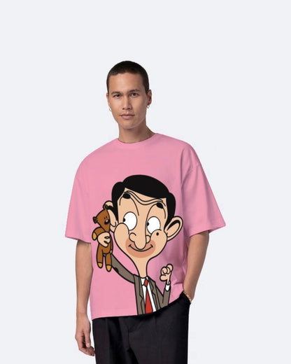 Mr Bean Pink Urban Oversized T-Shirt for Men