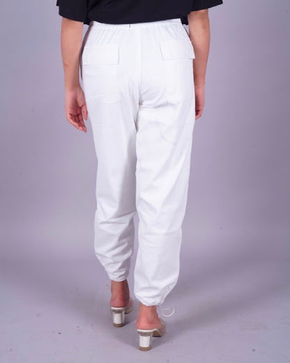 Letterwomen's White Adjustable Cargo Pants for Fashionistas