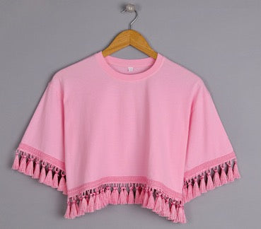 Pack of 3 Tassel Loose Fit Tops - Yellow, Pink & Black