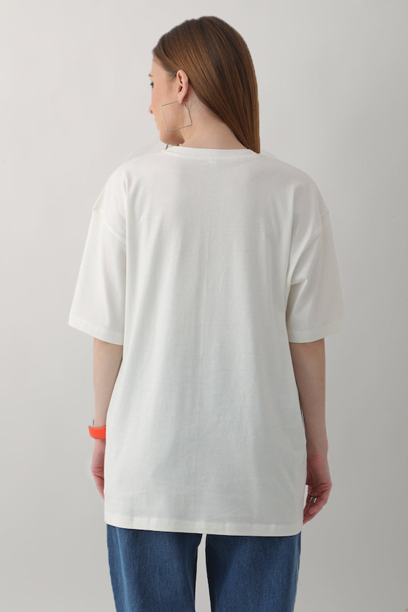 Goggy - Drop Shoulder white Oversized Tee