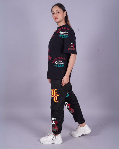 Women Fame Forever Oversized Co-Ord Set - Black and Black