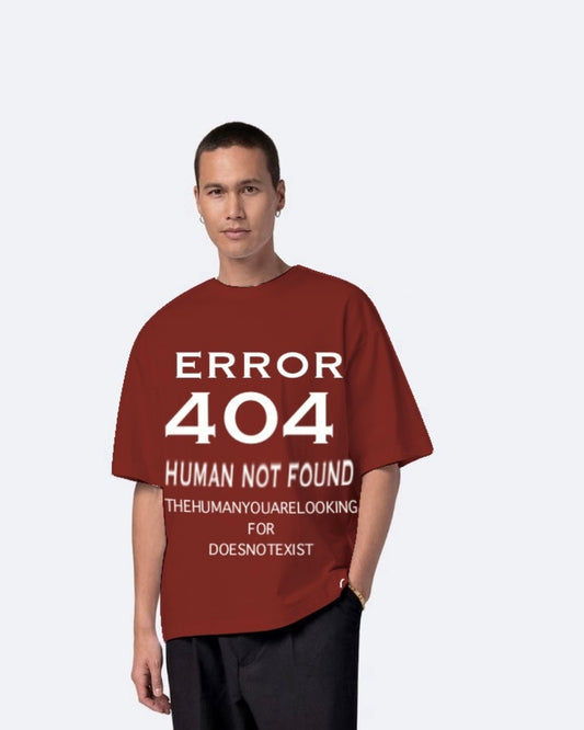 404 Error Red Urban Oversized T-Shirt for Men