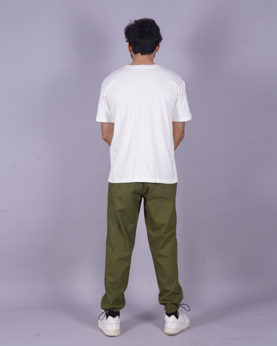 Men's Travis Trippy Oversized Co-Ord Set - White and Olive