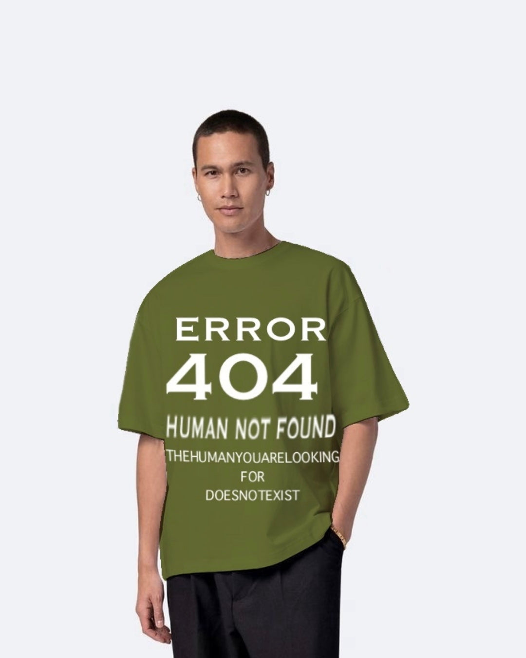 404 Error Olive Urban Oversized T-Shirt for Men