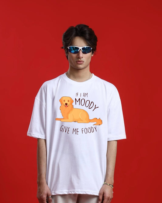 Moody Pup Unisex Exclusive Oversized Tee - White