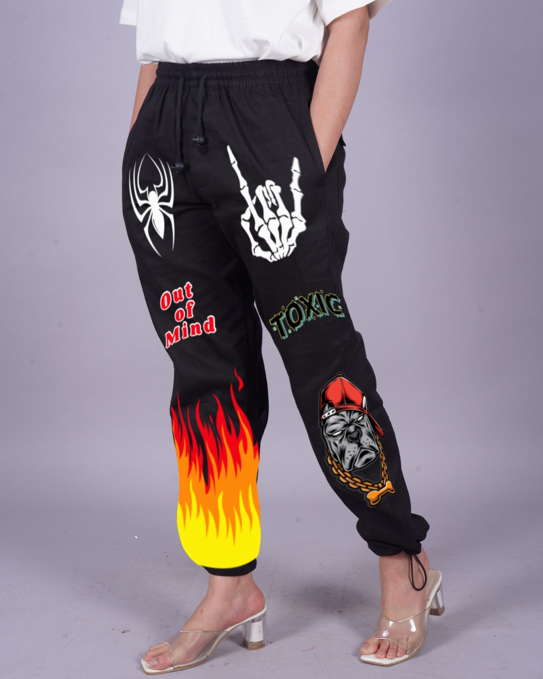 Black Adjustable Cargo Pants for Women - Fire Toxic