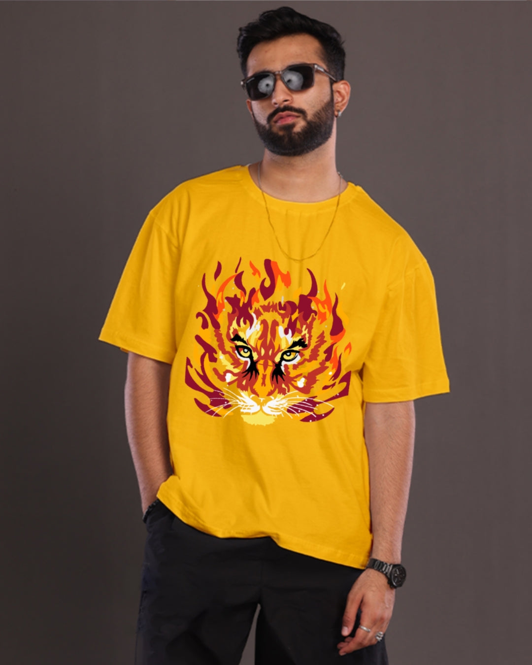 Pack of 2 Men's Oversized T-Shirt: Lion & Tiger