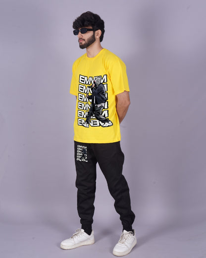 Men's Eminem Oversized Co-Ord Set - Yellow and Black